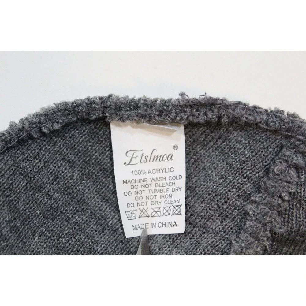 LED Lighted Beanie‎ Hat Winter Cap Gray Knit Acrylic Etsfmoa Rechargable